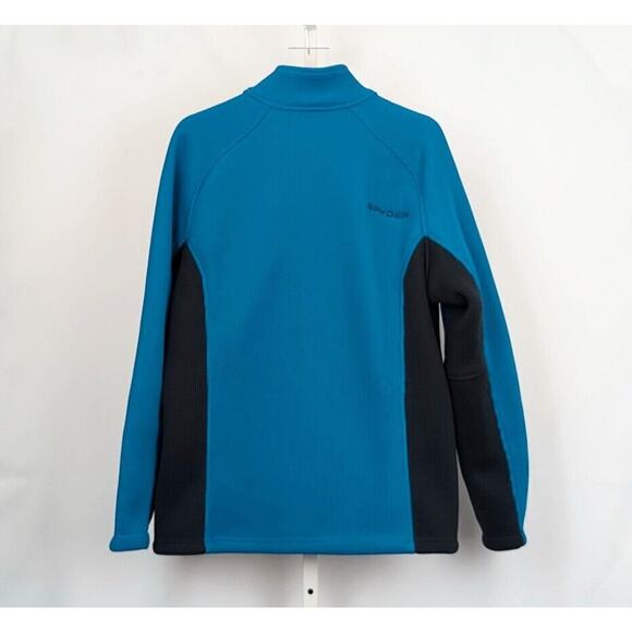 Spyder Jacket Foremost Black Turquoise Blue Heavyweight Stryke Zip Men's Size L - Picture 3 of 7